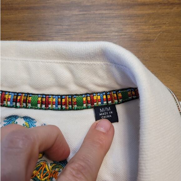 Robert Graham Men’s M White Polo Classic Fit Preppy Contrast Collar EUC - Picture 9 of 10